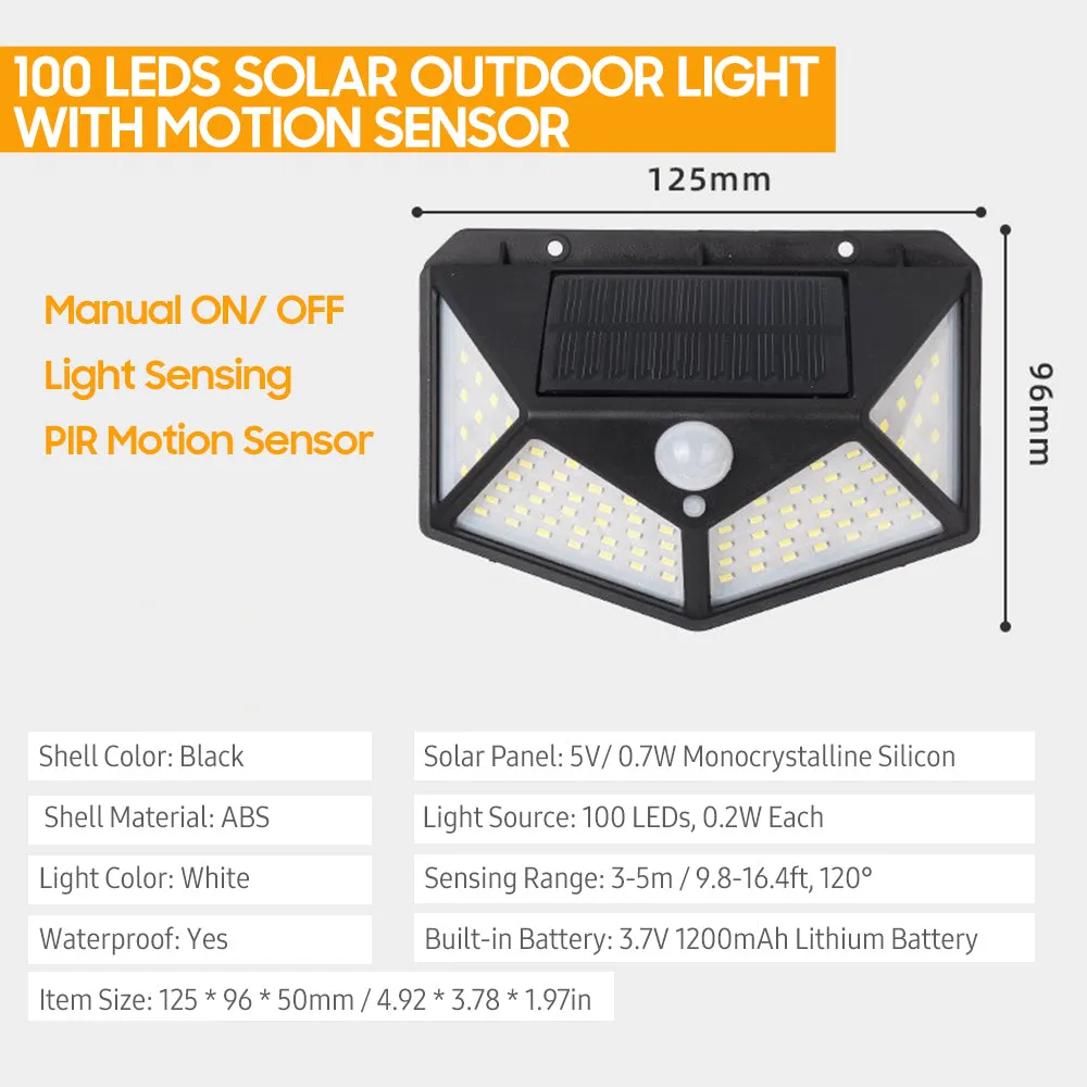 100 LED Solar Outdoor Wall Motion Sensor light