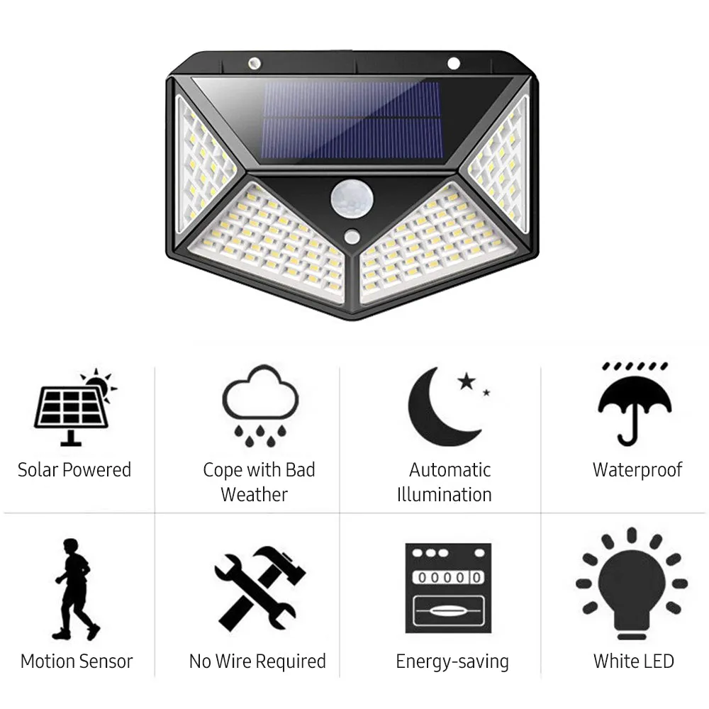 100 LED Solar Outdoor Wall Motion Sensor light