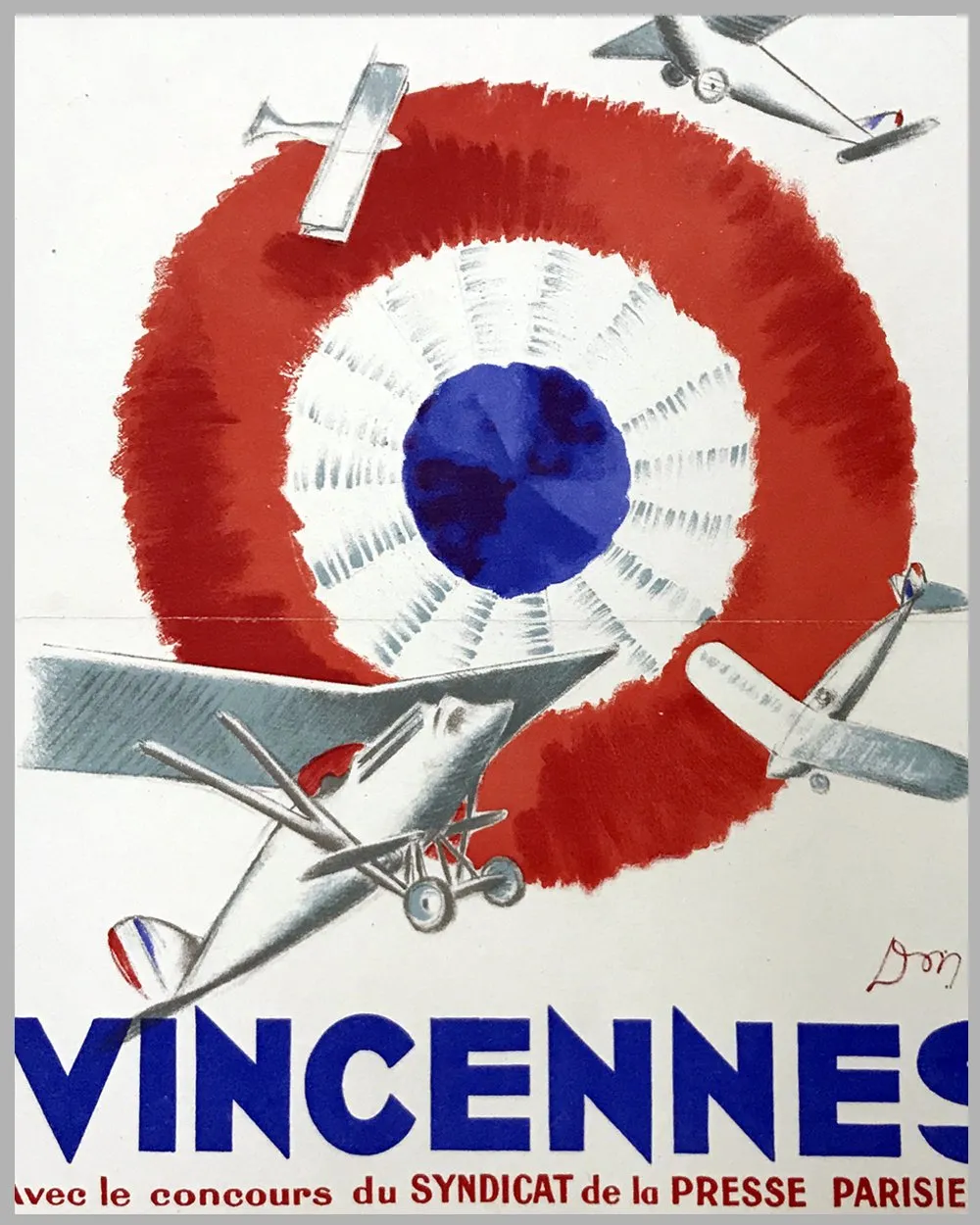 Original 1931 Vincennes Air Show Event Poster from France - Designed by Don