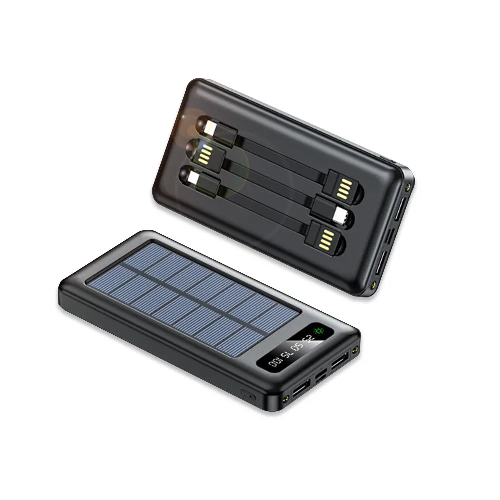 20000mAh Solar Powerbank with 3 built in Cables