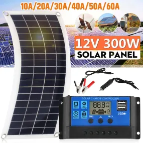 300W Portable Waterproof Solar Panel Kit cells