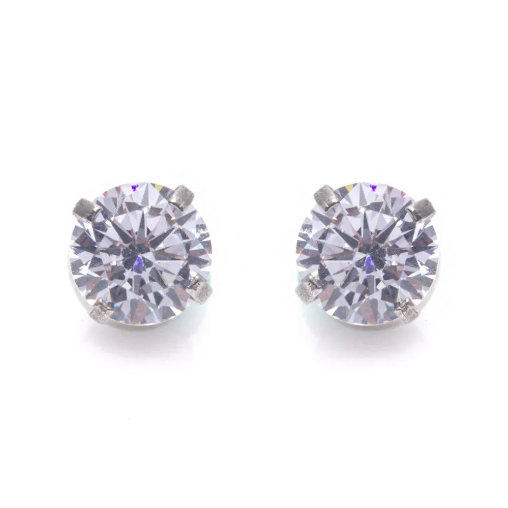 4-Prong Cubic Zirconia Fake Tunnel Earrings