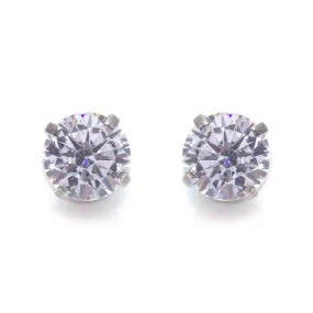 4-Prong Cubic Zirconia Fake Tunnel Earrings