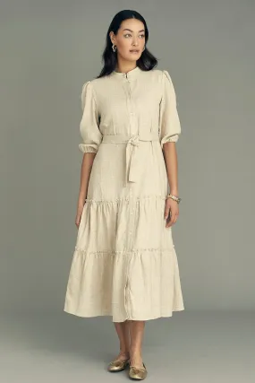 A-View - Linen Long Dress - 003 Light Sand