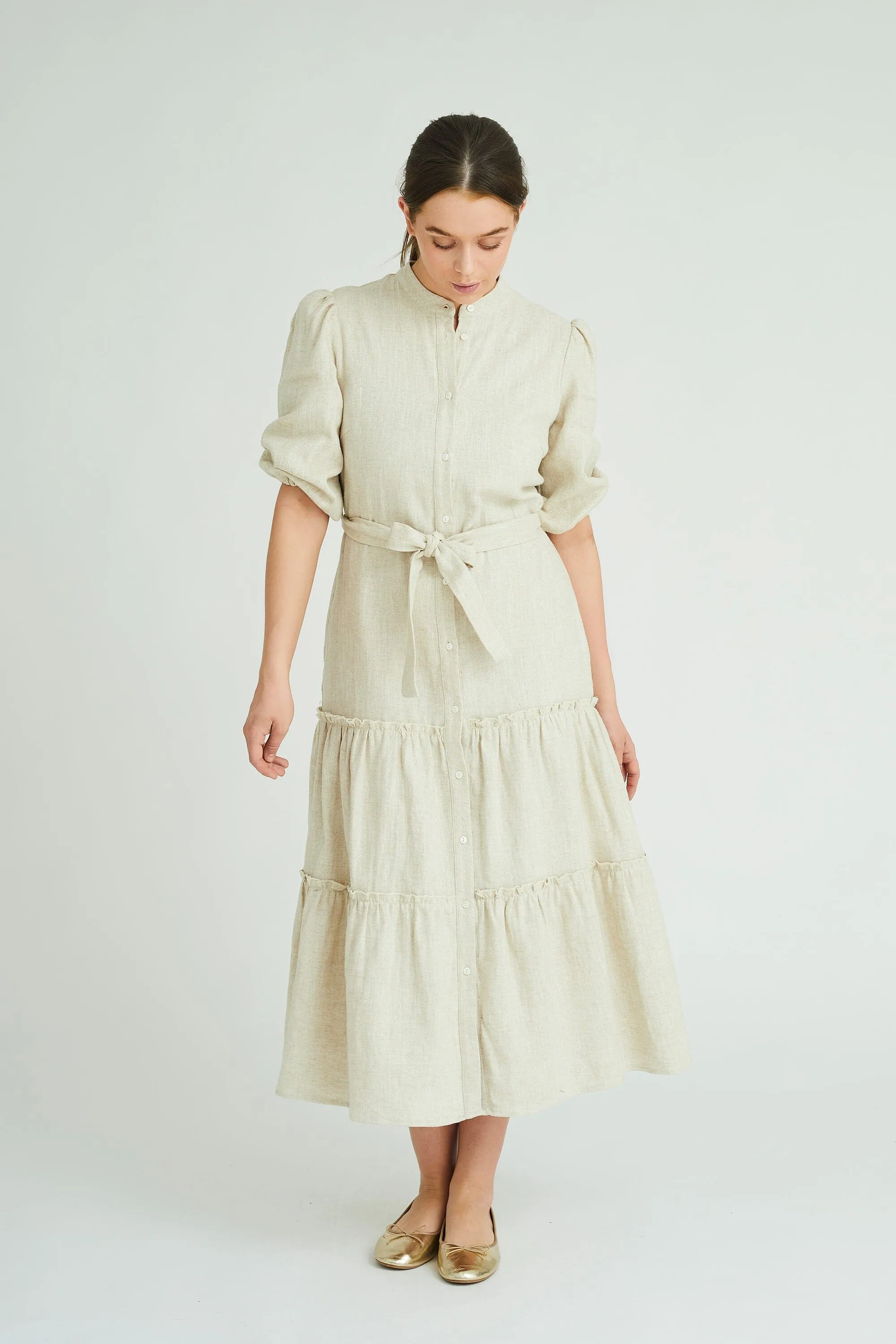 A-View - Linen Long Dress - 003 Light Sand