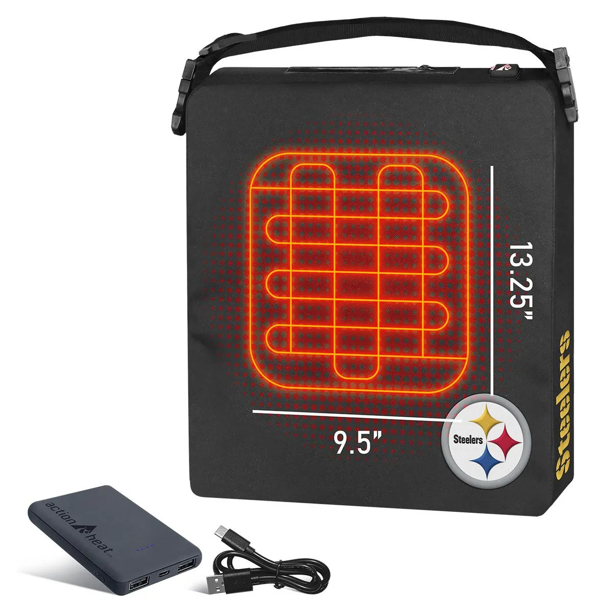 ActionHeat Pittsburgh Steelers 5V Battery Heated Seat Cushion