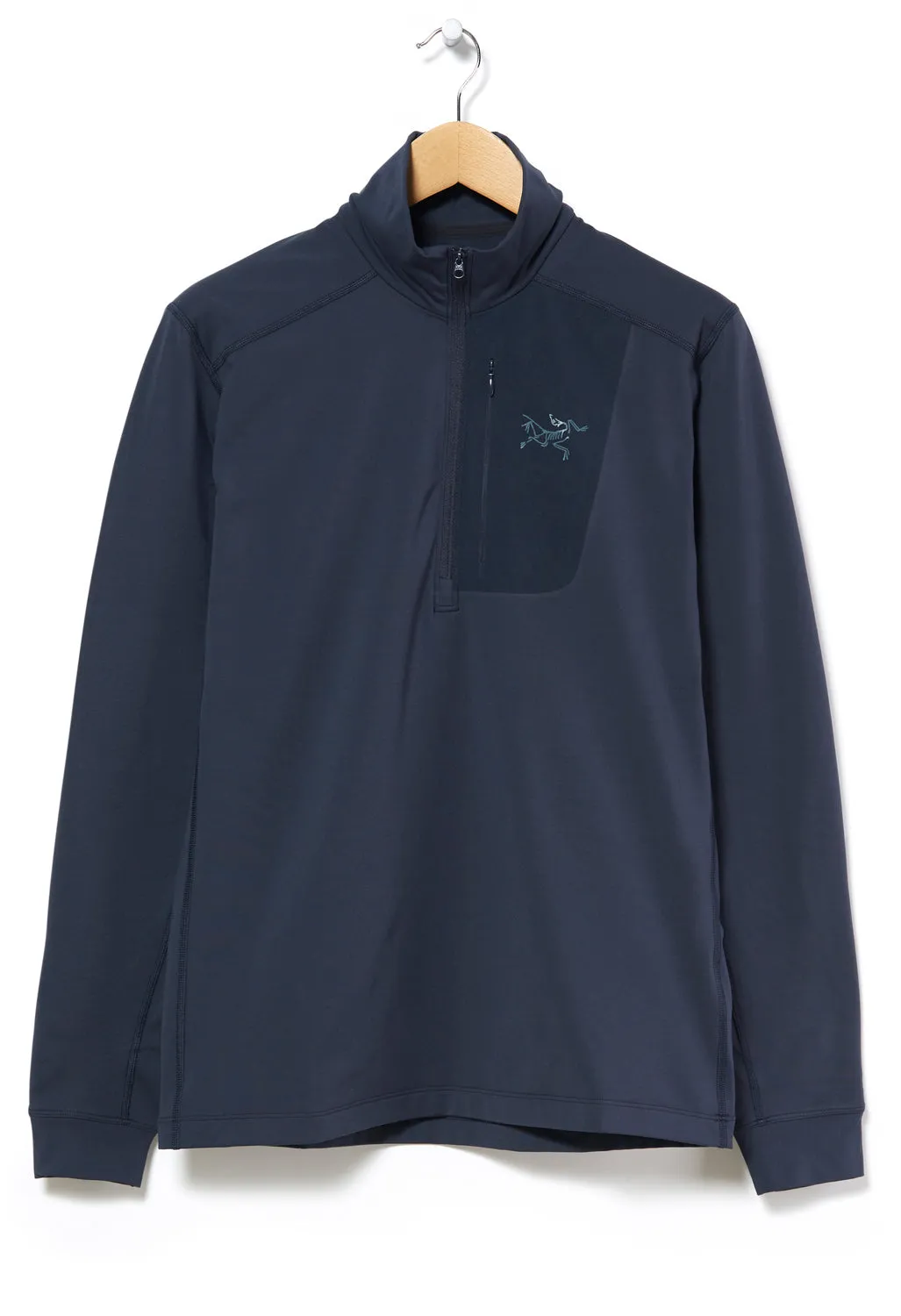 Mens Arcteryx Rho LT Zip Neck Top in Black Sapphire - High Performance Outdoor Wear