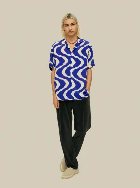 BLUE RIPPLING VISCOSE SHIRT