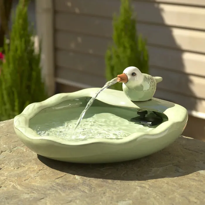 Ceramic Bird Solar Fountain