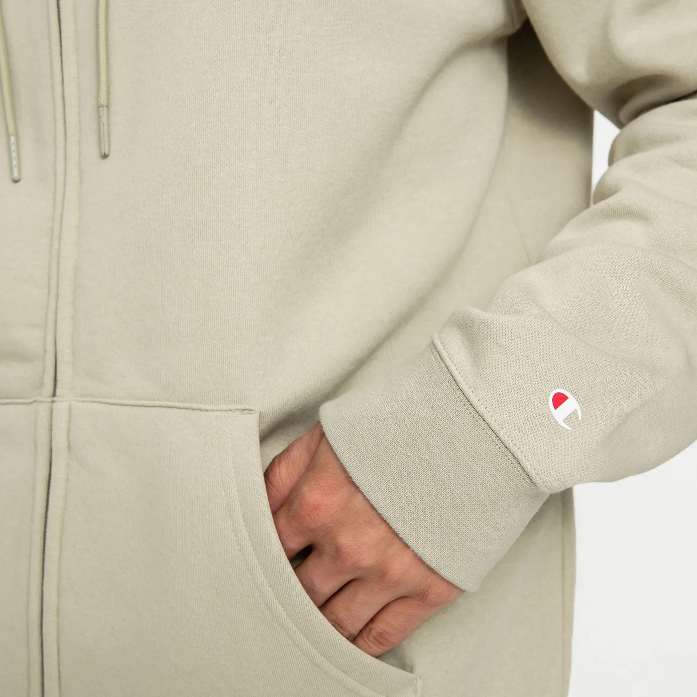 Champion Hoodie Full Zip Sweatshirt 217929 Beige