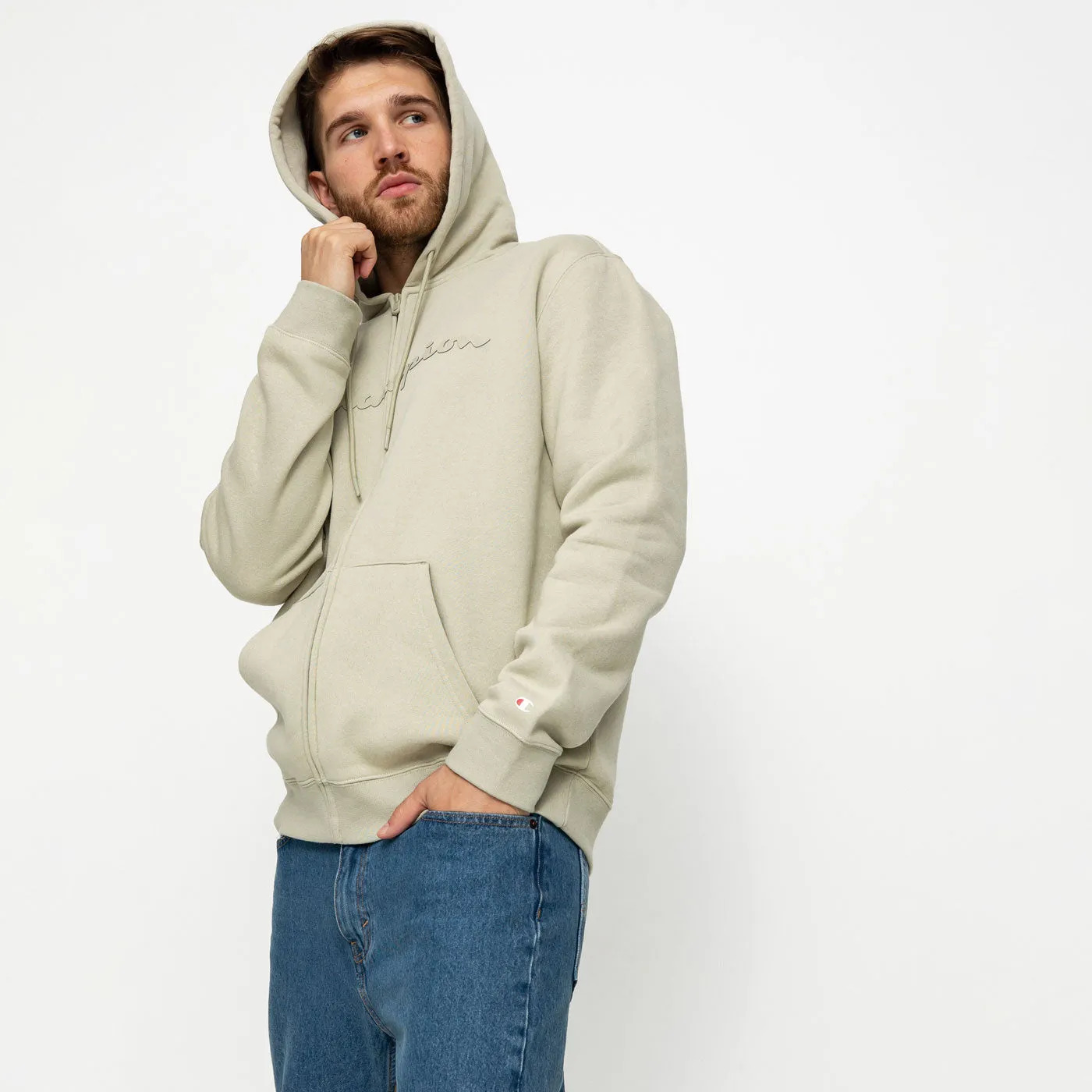 Champion Hoodie Full Zip Sweatshirt 217929 Beige