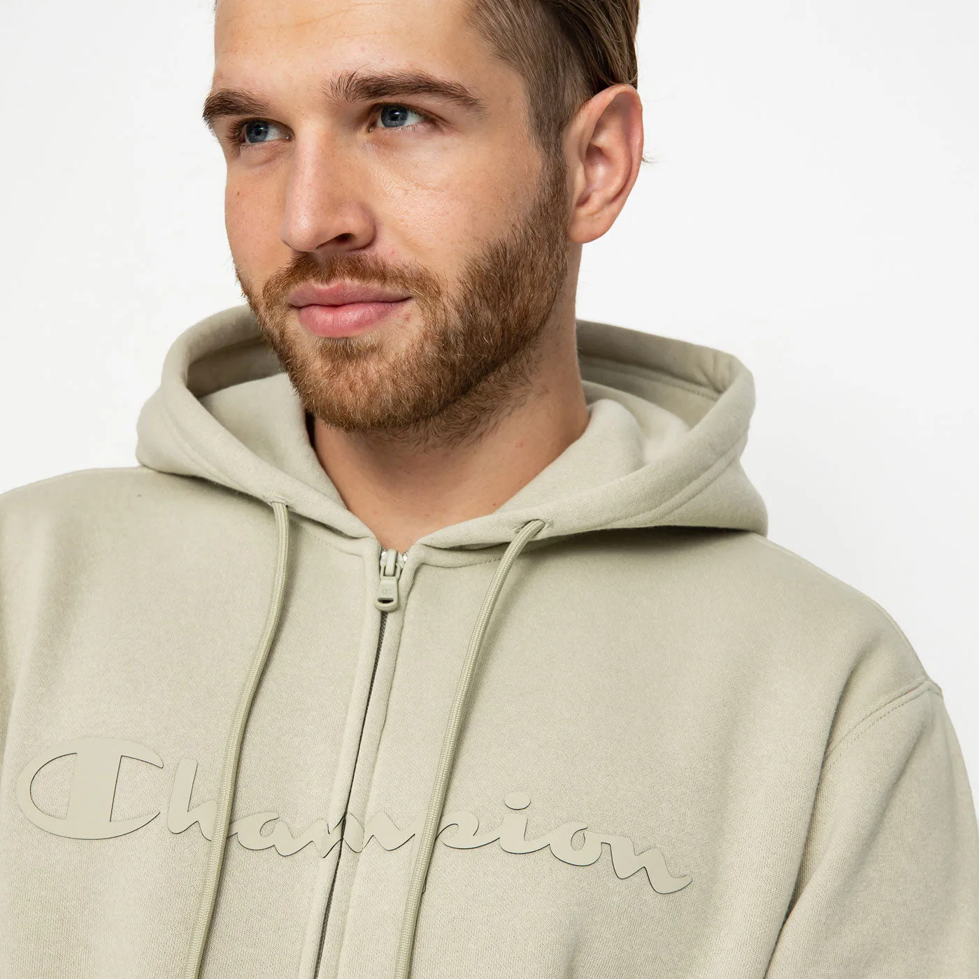 Champion Hoodie Full Zip Sweatshirt 217929 Beige