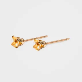 Citrine Stud Birthstone Earrings, Gold - Silver | By Lunar James