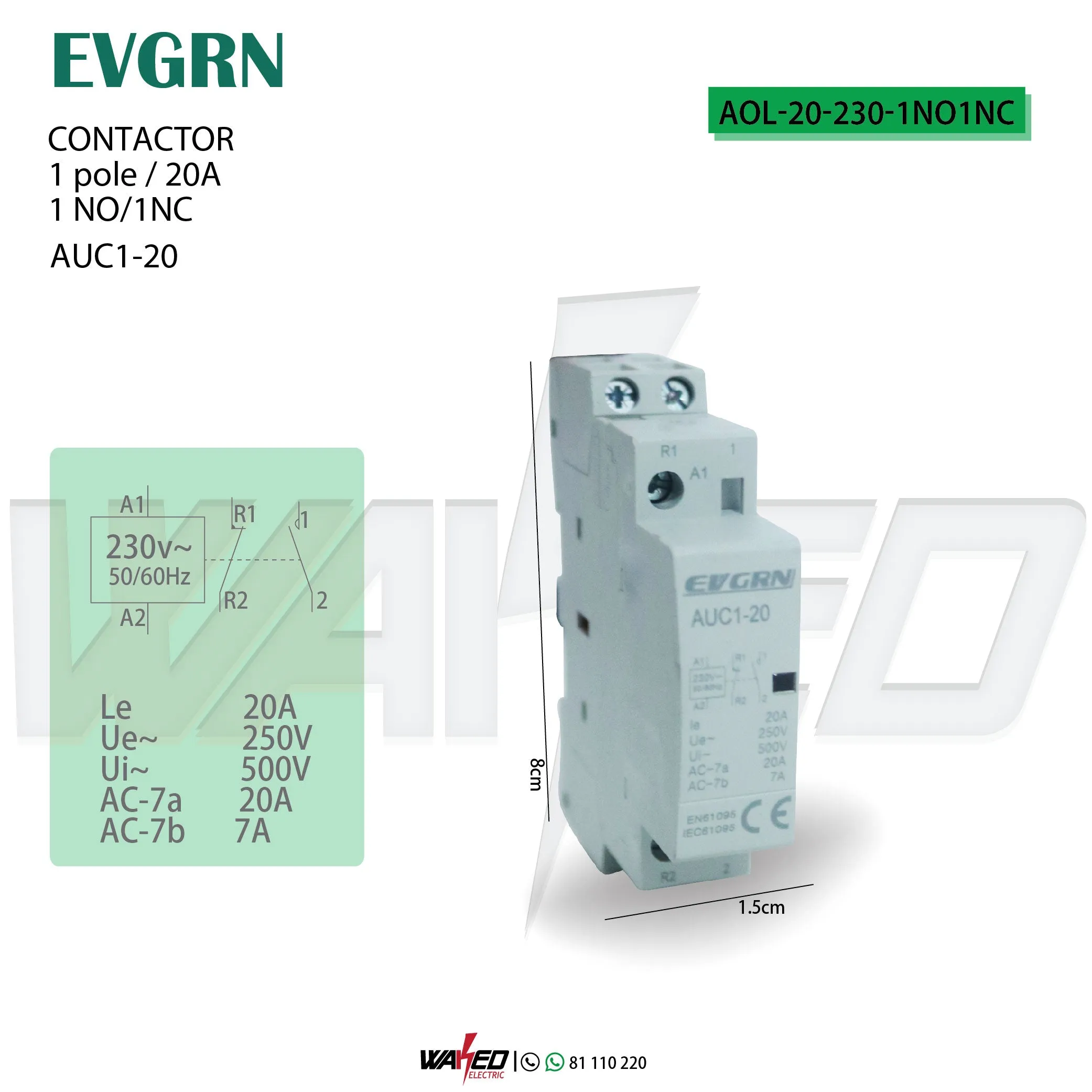 Contactor - 1P20A - 1NO/1NC