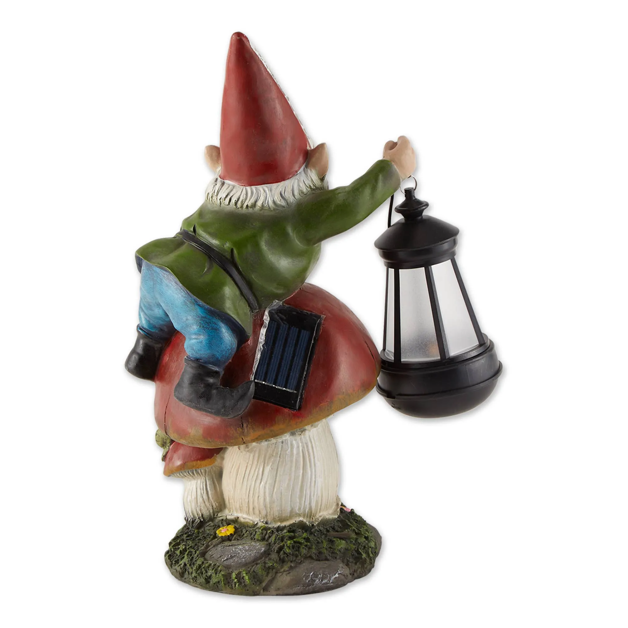 Gnome On Mushroom Solar Statue