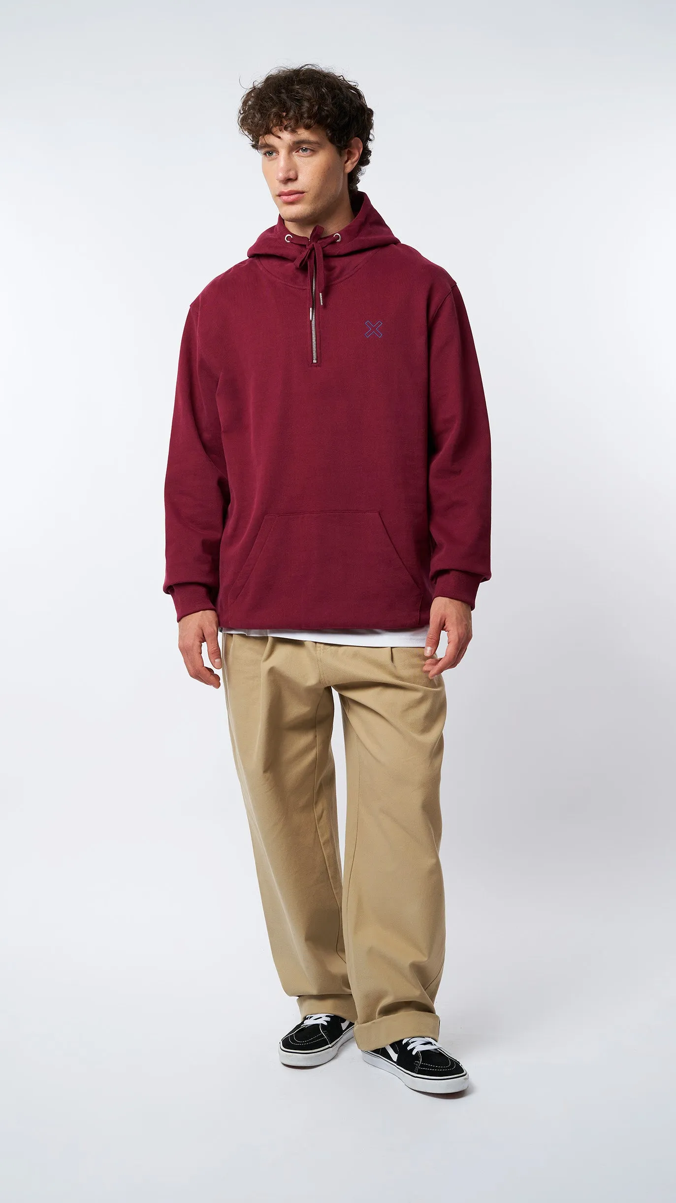 HALF ZIP HOODIE REEF BURGUNDY