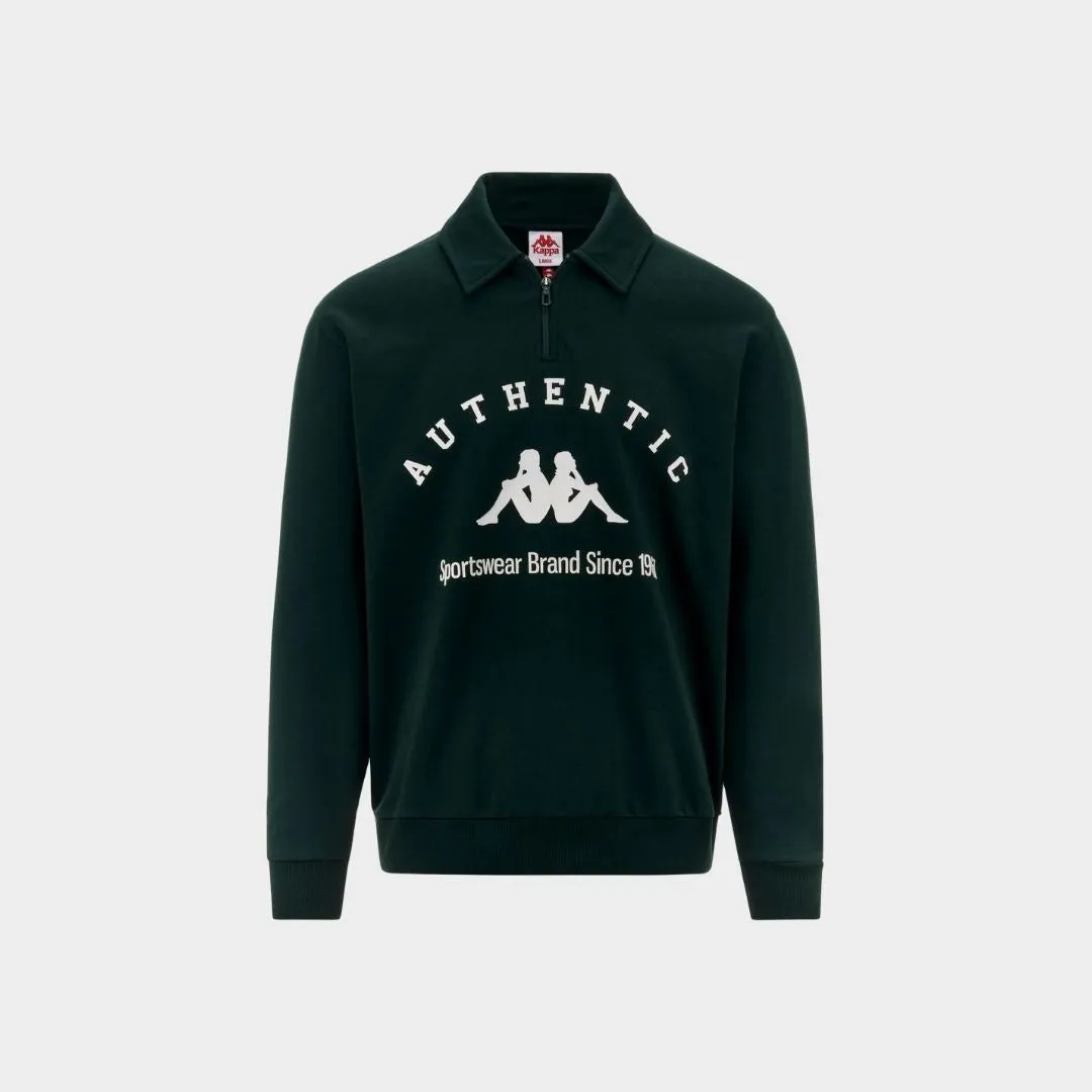 Kappa Authentic Pola Sweatshirt Green Dark White Milk