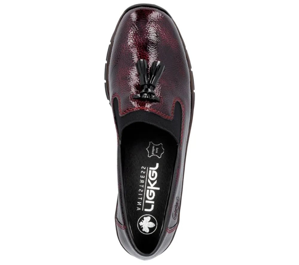 Pantofi casual, dama, RIEKER, Antistress, 53751-35 bordo, piele ecologica