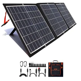 PWSolar™ 60W Folding Solar Panel Kit: Portable, USB/DC, Power Station Charger