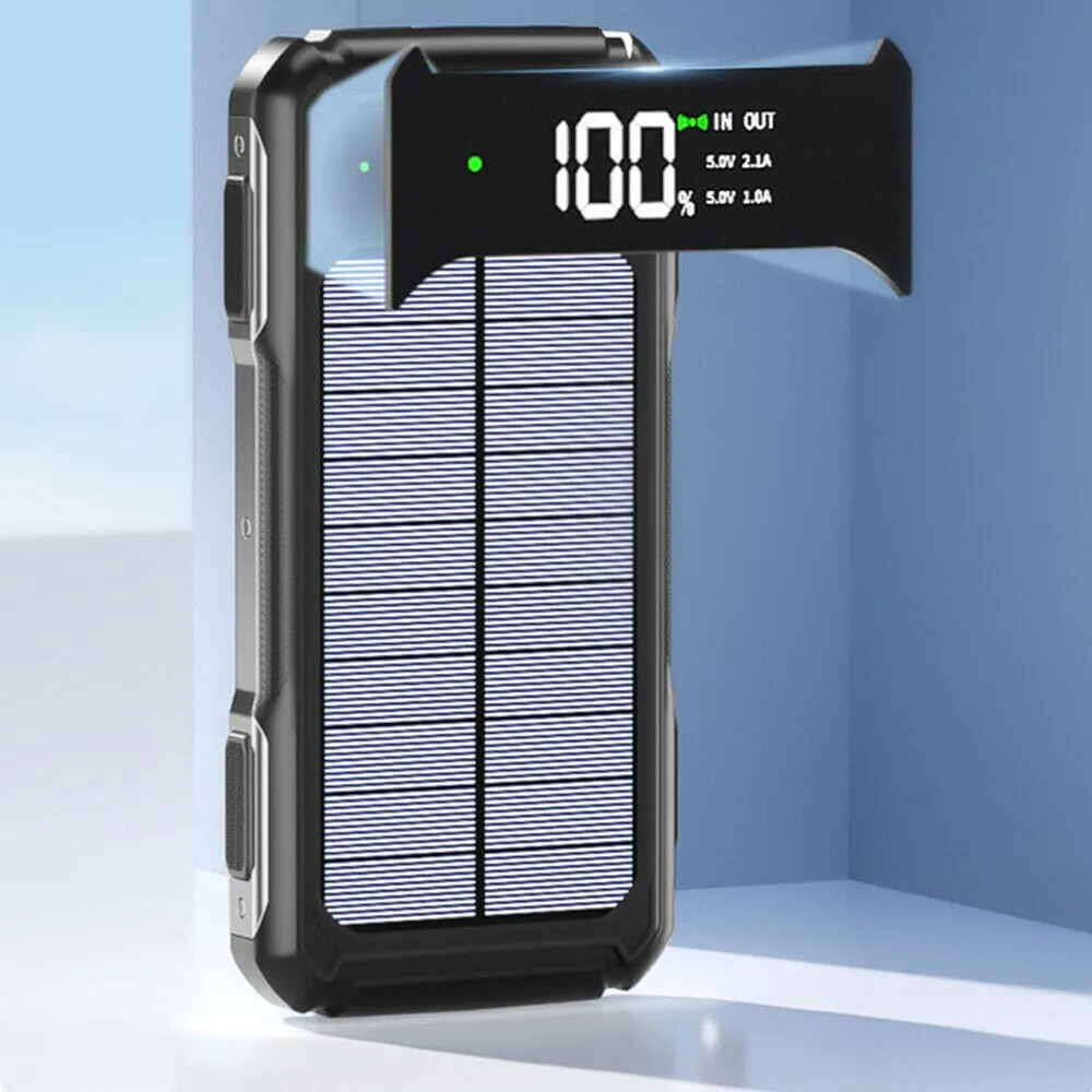 SMAXElite™ Portable Solar Power Bank: 30,000mAH, 4 USB Built-in Cables, Waterproof Cell Phone Charger