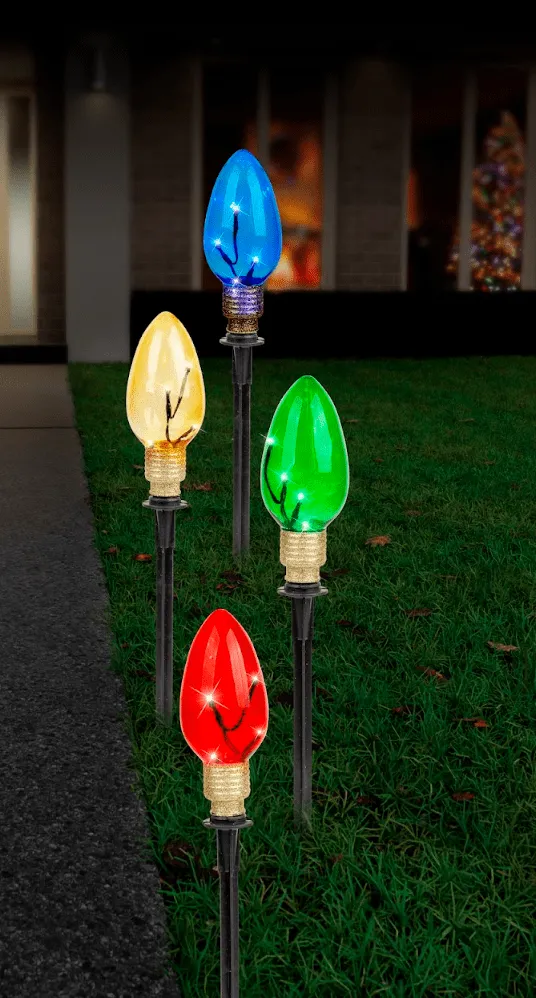 Solar Lightbulb Path Lights (4pc)